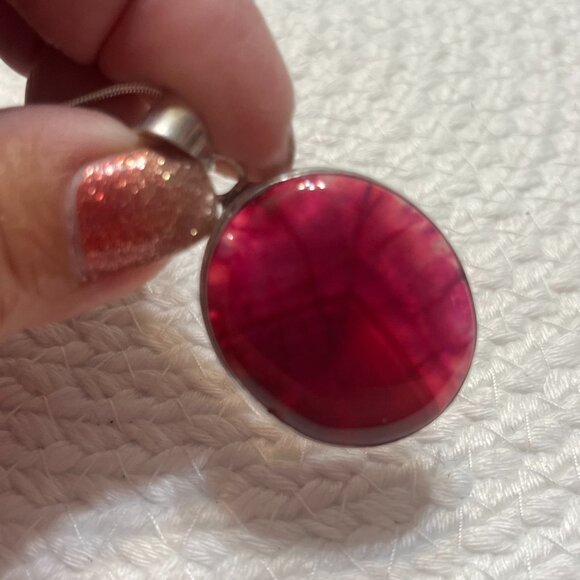 Gorgeous PINK BOTSWANA AGATE Handmade Sterling 925 Pendant/Chain #532D - Picture 1 of 3